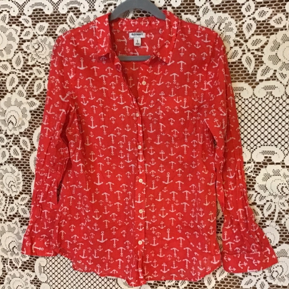 Anchors Away Button Up Top